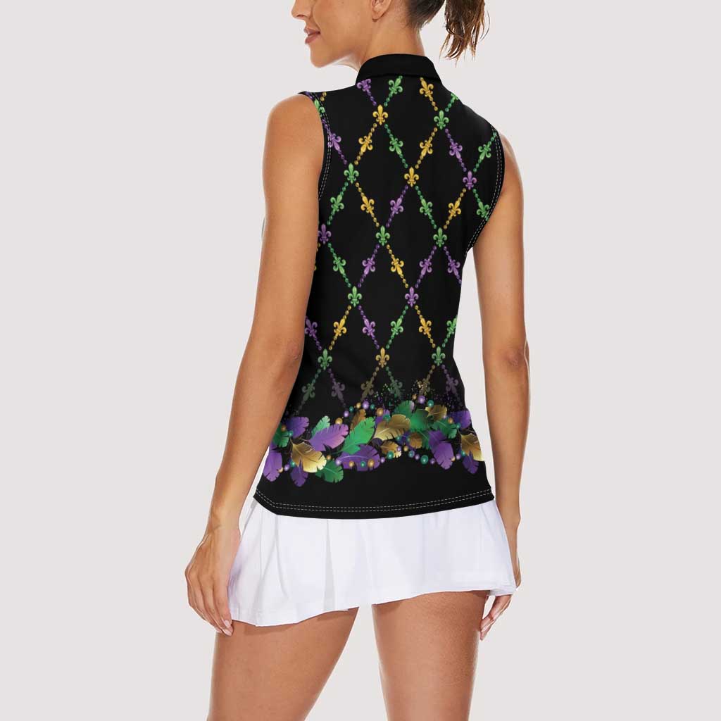 Mardi Gras King Women Sleeveless Polo Shirt Let the Good Times Roll - Wonder Print Shop