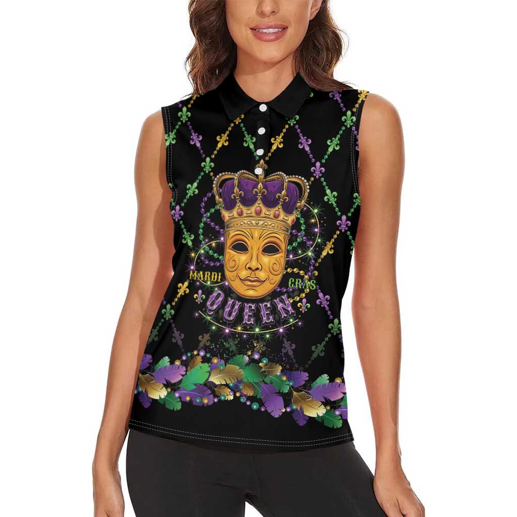 Mardi Gras King Women Sleeveless Polo Shirt Let the Good Times Roll - Wonder Print Shop