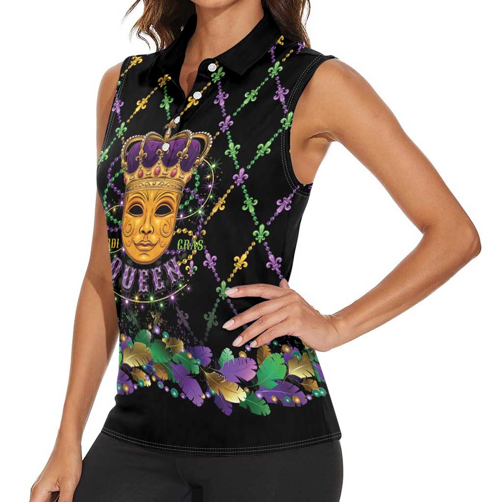 Mardi Gras King Women Sleeveless Polo Shirt Let the Good Times Roll - Wonder Print Shop