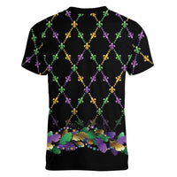 Mardi Gras King Women V-Neck T-Shirt Let the Good Times Roll - Wonder Print Shop