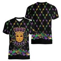 Mardi Gras King Women V-Neck T-Shirt Let the Good Times Roll - Wonder Print Shop
