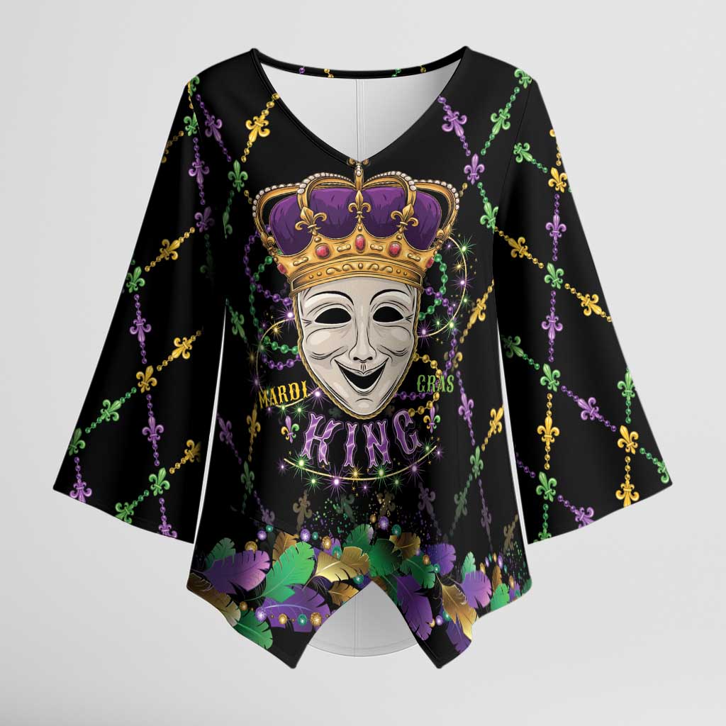 Mardi Gras Queen Kimono Sleeve Blouse Let the Good Times Roll - Wonder Print Shop