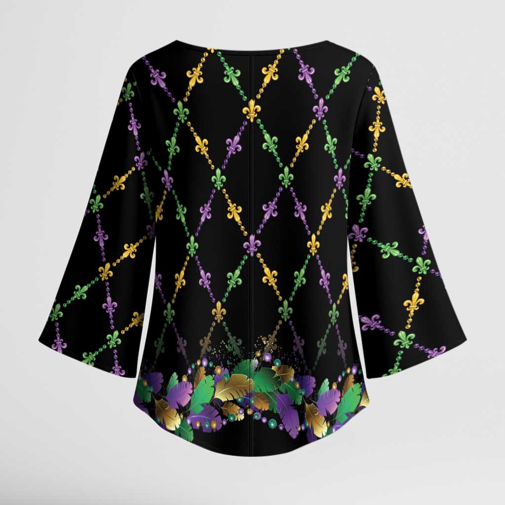 Mardi Gras Queen Kimono Sleeve Blouse Let the Good Times Roll - Wonder Print Shop