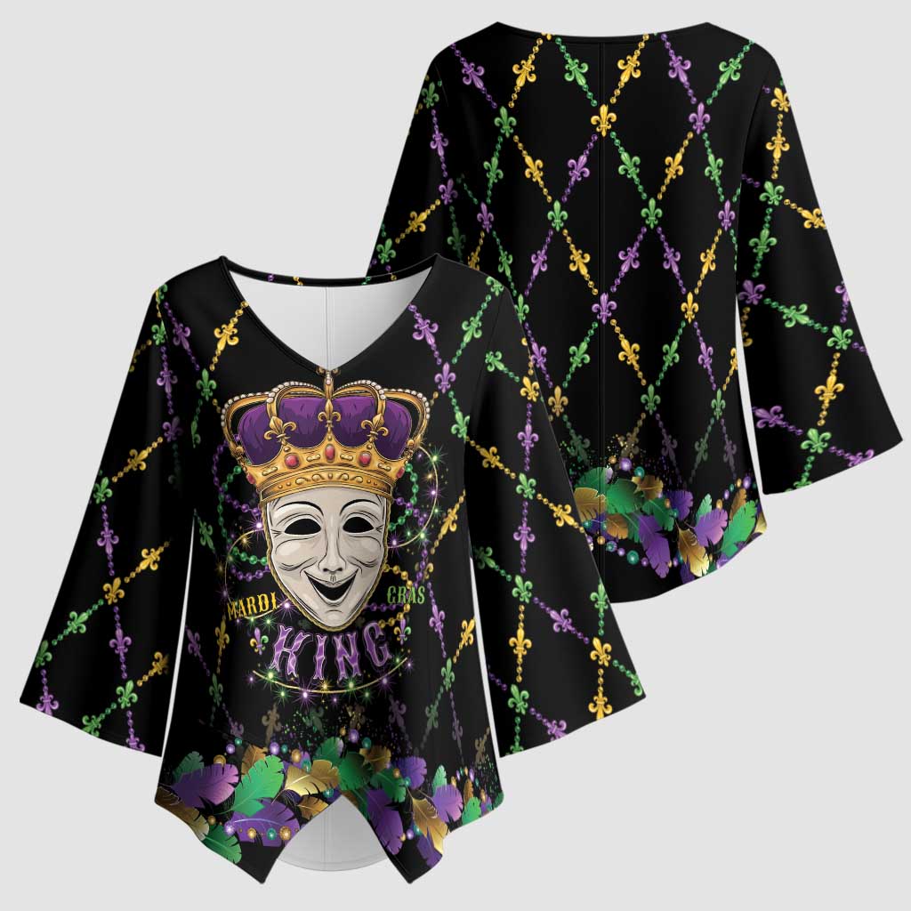 Mardi Gras Queen Kimono Sleeve Blouse Let the Good Times Roll - Wonder Print Shop