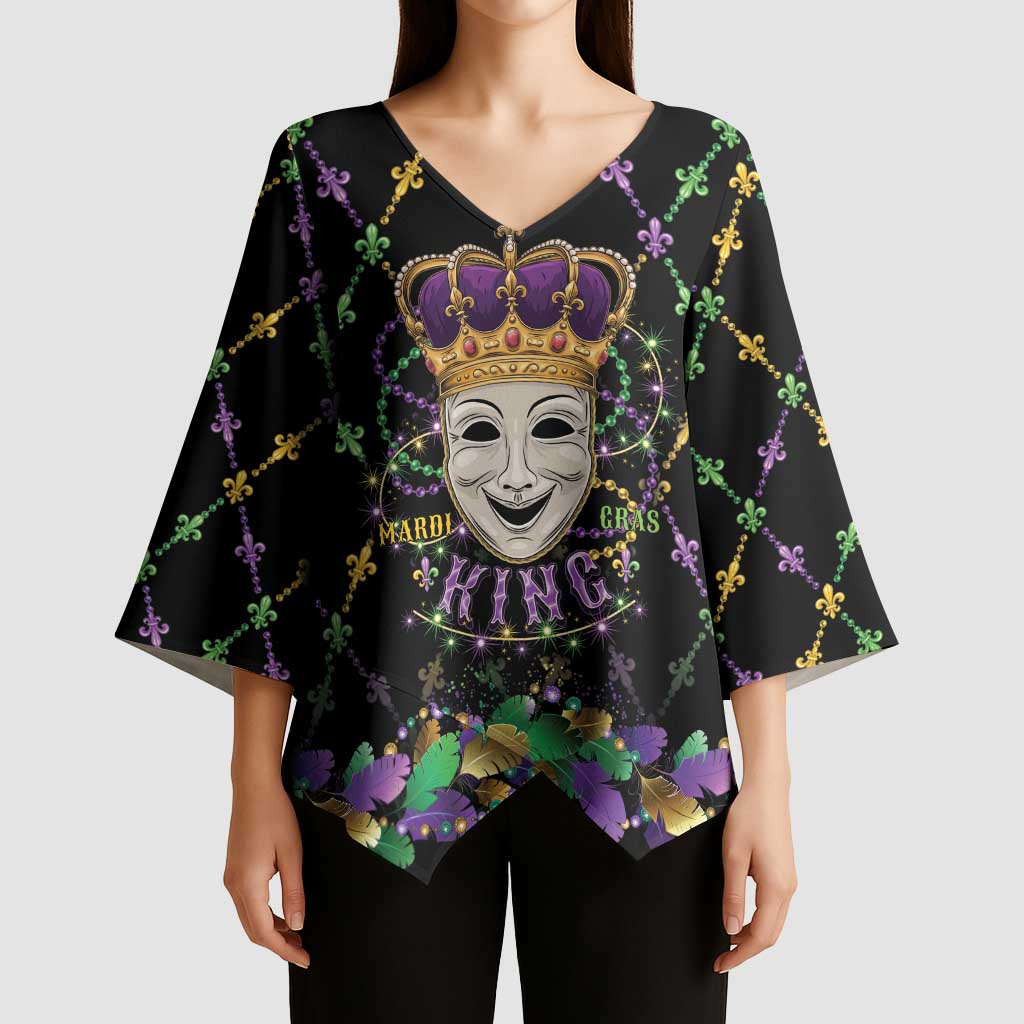 Mardi Gras Queen Kimono Sleeve Blouse Let the Good Times Roll - Wonder Print Shop