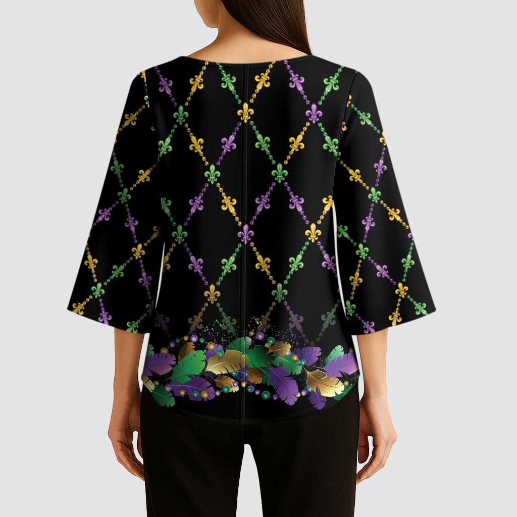 Mardi Gras Queen Kimono Sleeve Blouse Let the Good Times Roll - Wonder Print Shop