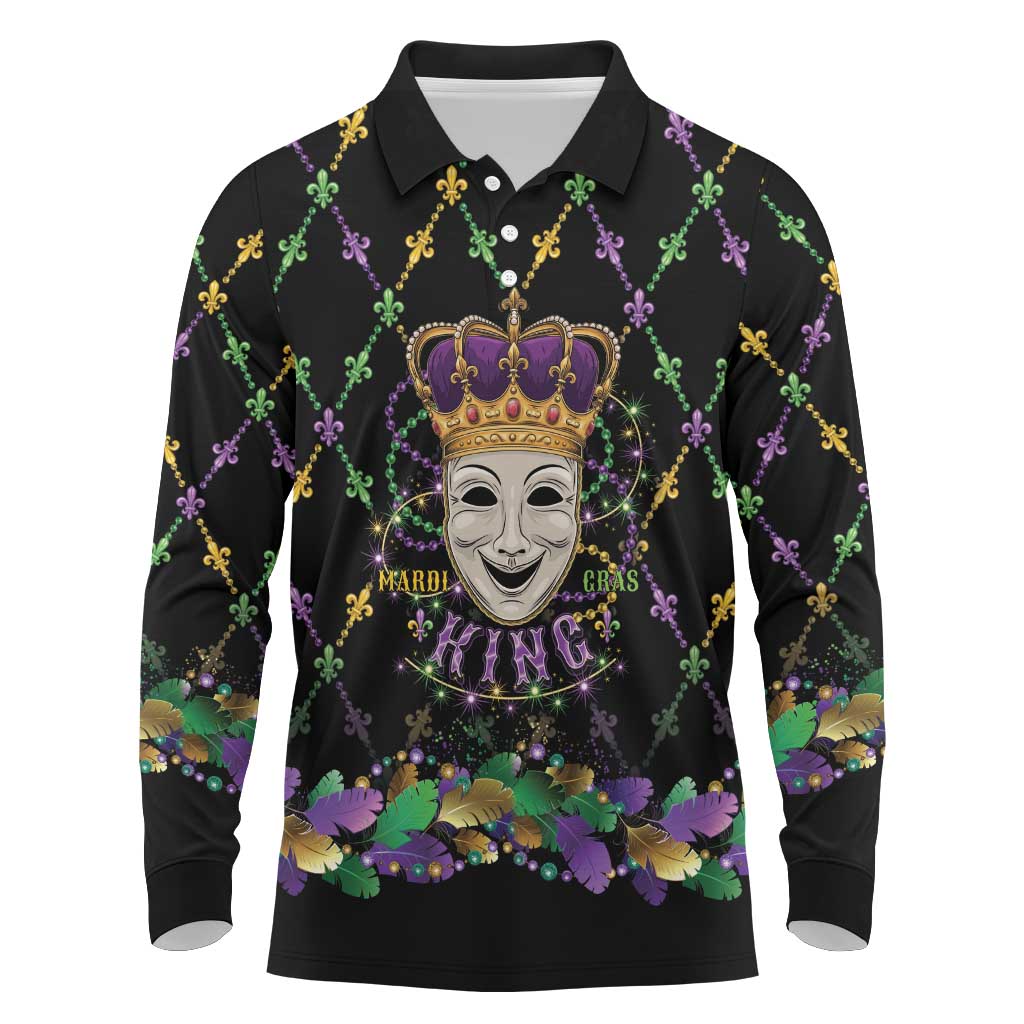 Mardi Gras Queen Long Sleeve Polo Shirt Let the Good Times Roll - Wonder Print Shop