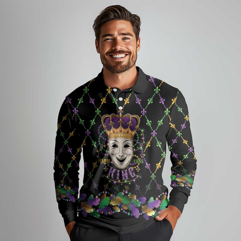 Mardi Gras Queen Long Sleeve Polo Shirt Let the Good Times Roll - Wonder Print Shop