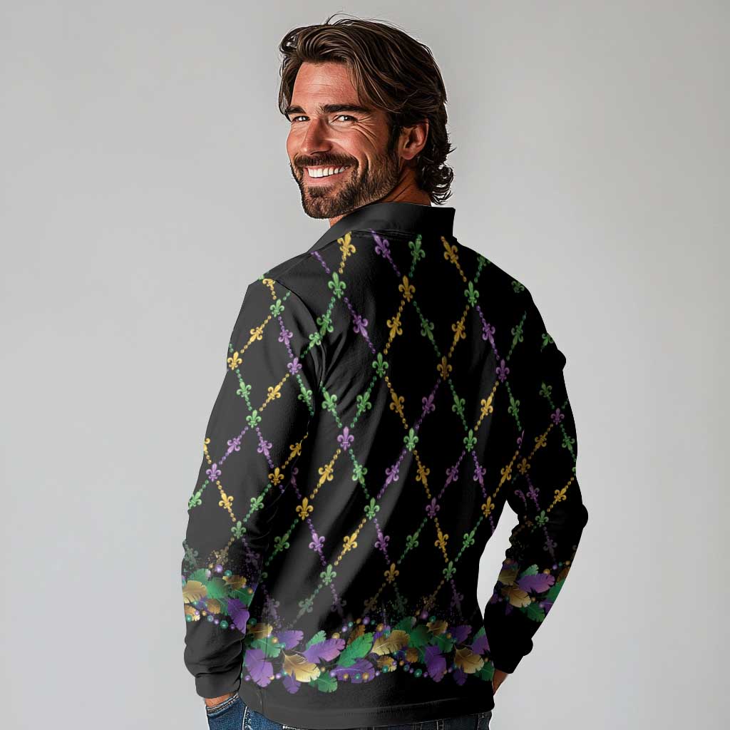 Mardi Gras Queen Long Sleeve Polo Shirt Let the Good Times Roll - Wonder Print Shop