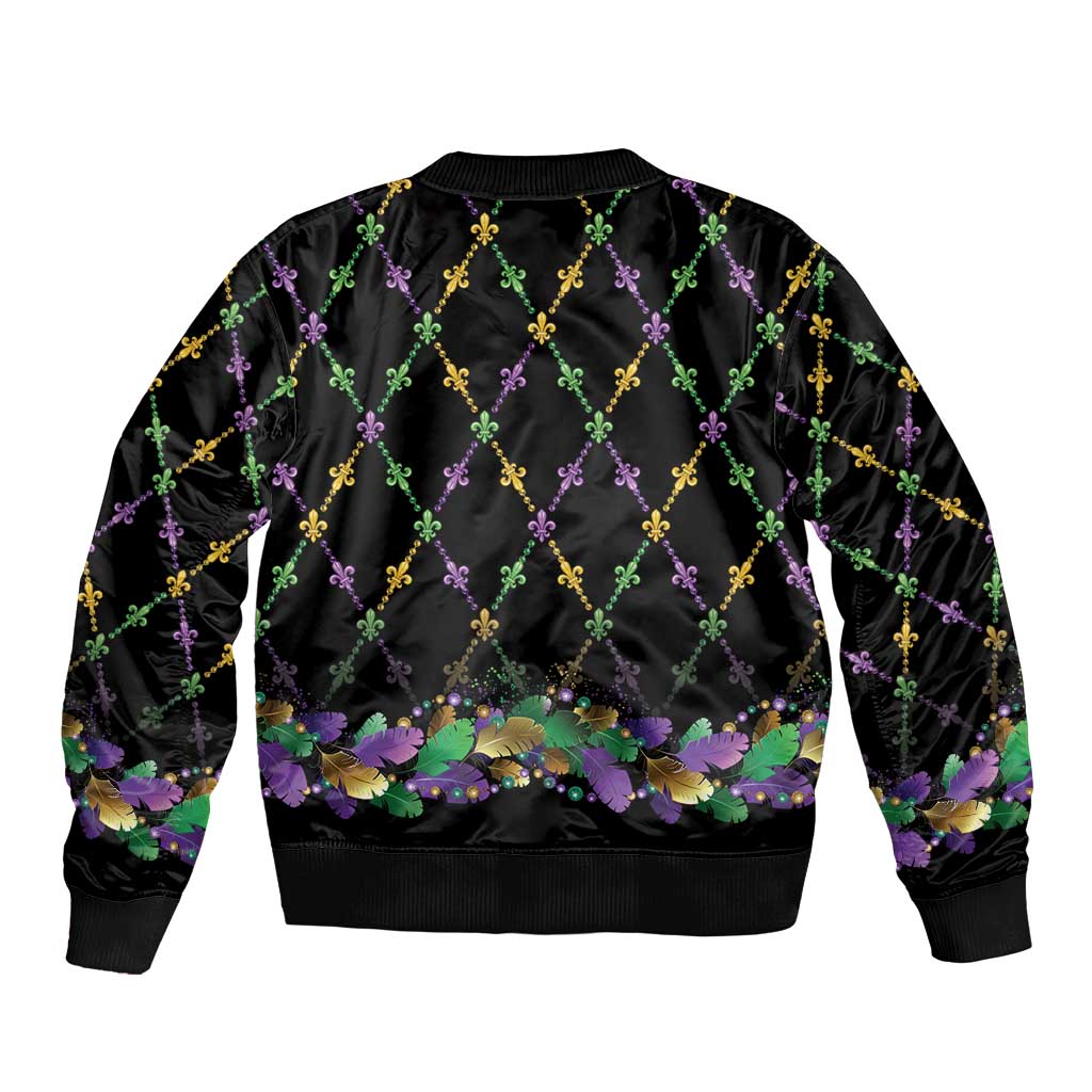 Mardi Gras Queen Sleeve Zip Bomber Jacket Let the Good Times Roll - Wonder Print Shop