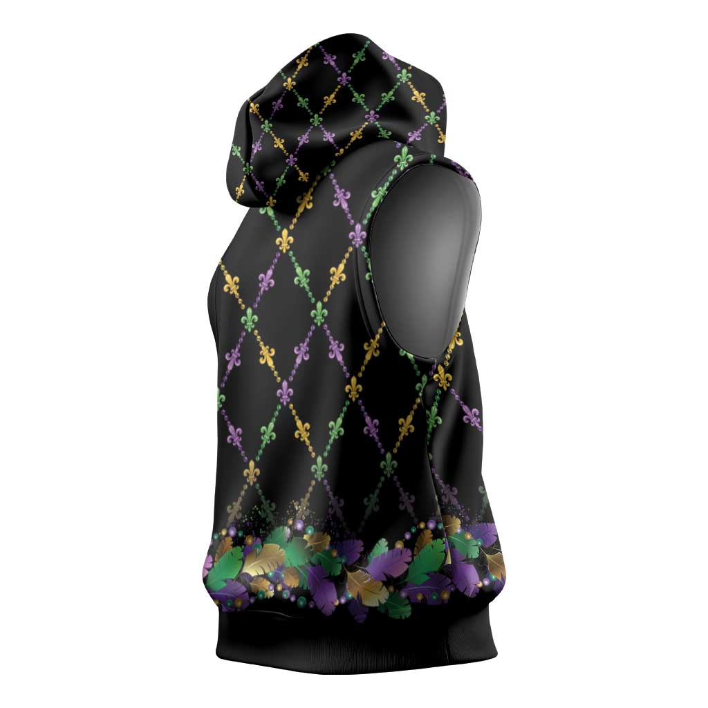 Mardi Gras Queen Sleeveless Hoodie Let the Good Times Roll - Wonder Print Shop