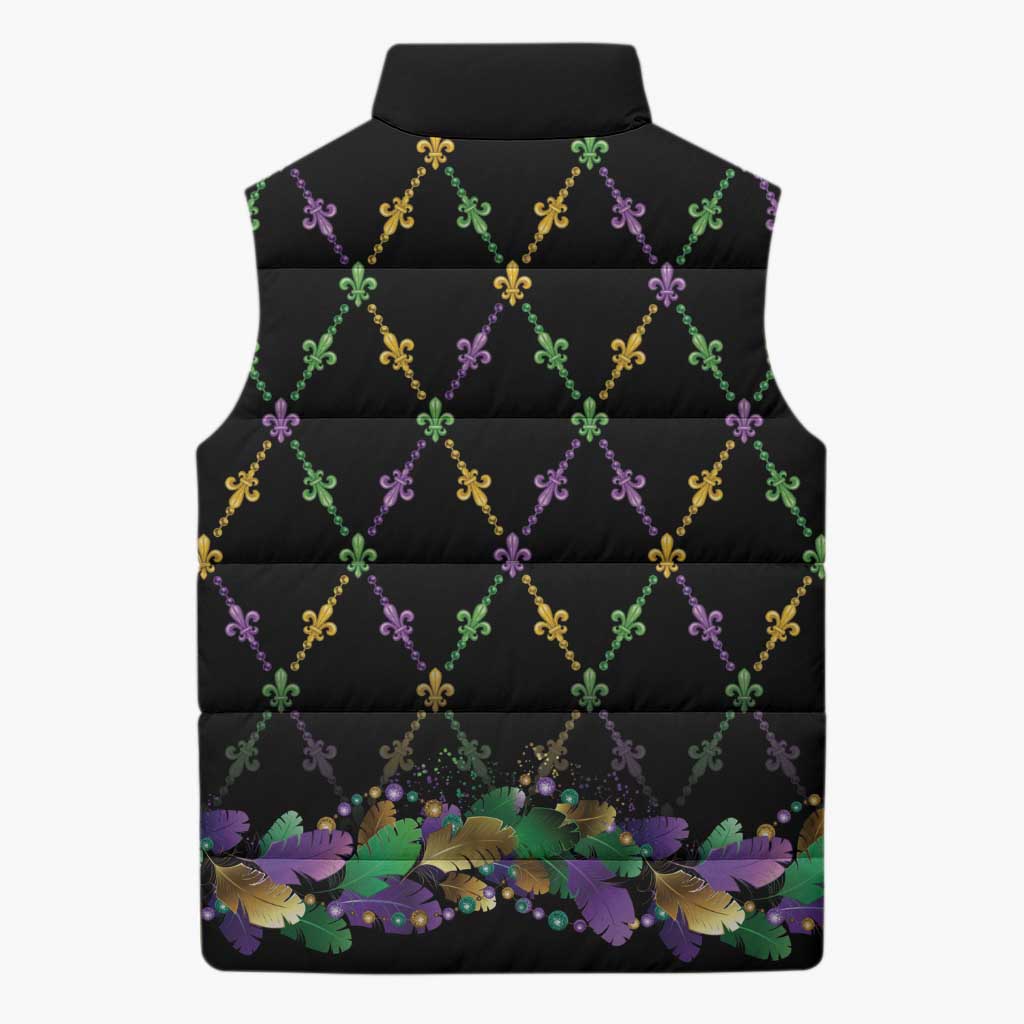 Mardi Gras Queen Sleeveless Puffer Jacket Let the Good Times Roll - Wonder Print Shop
