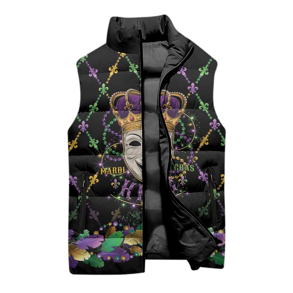 Mardi Gras Queen Sleeveless Puffer Jacket Let the Good Times Roll - Wonder Print Shop