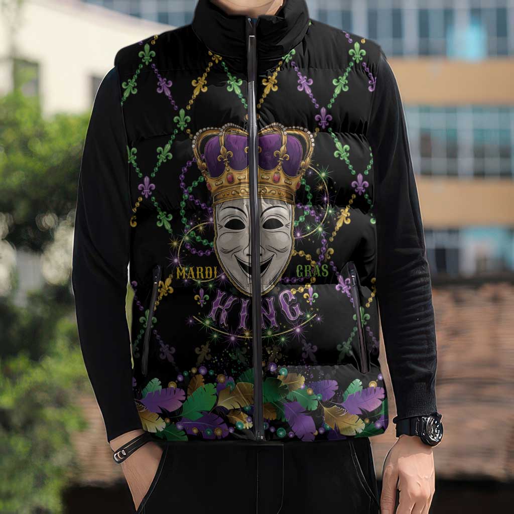 Mardi Gras Queen Sleeveless Puffer Jacket Let the Good Times Roll - Wonder Print Shop