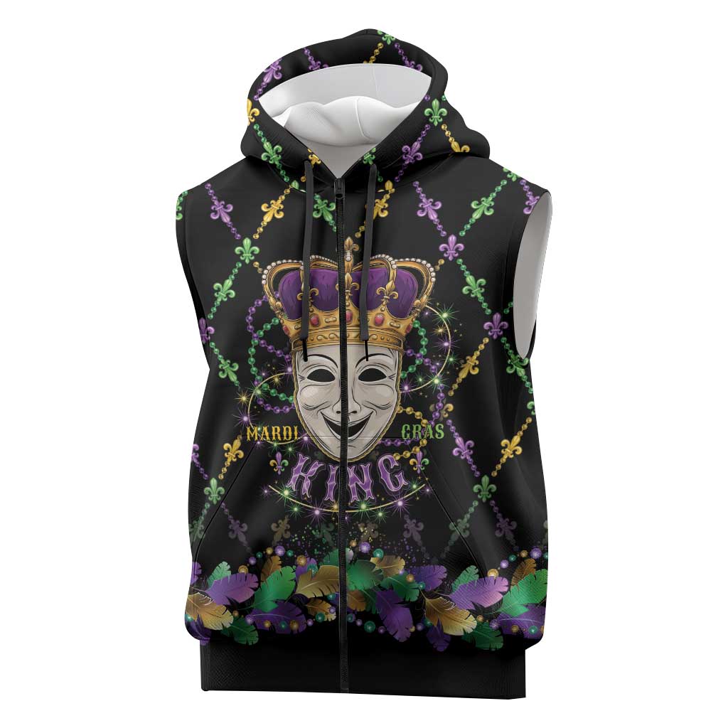 Mardi Gras Queen Sleeveless Zip Hoodie Let the Good Times Roll - Wonder Print Shop