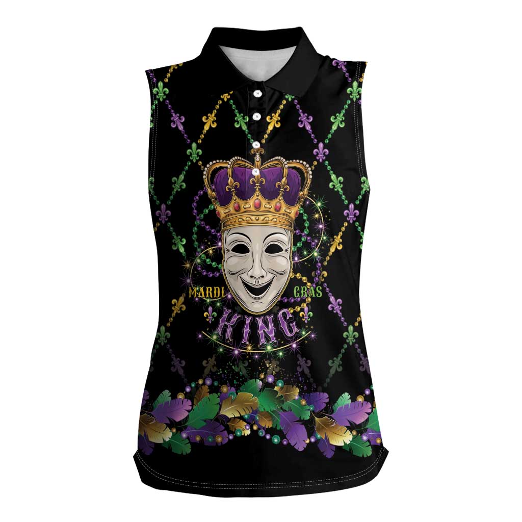 Mardi Gras Queen Women Sleeveless Polo Shirt Let the Good Times Roll - Wonder Print Shop