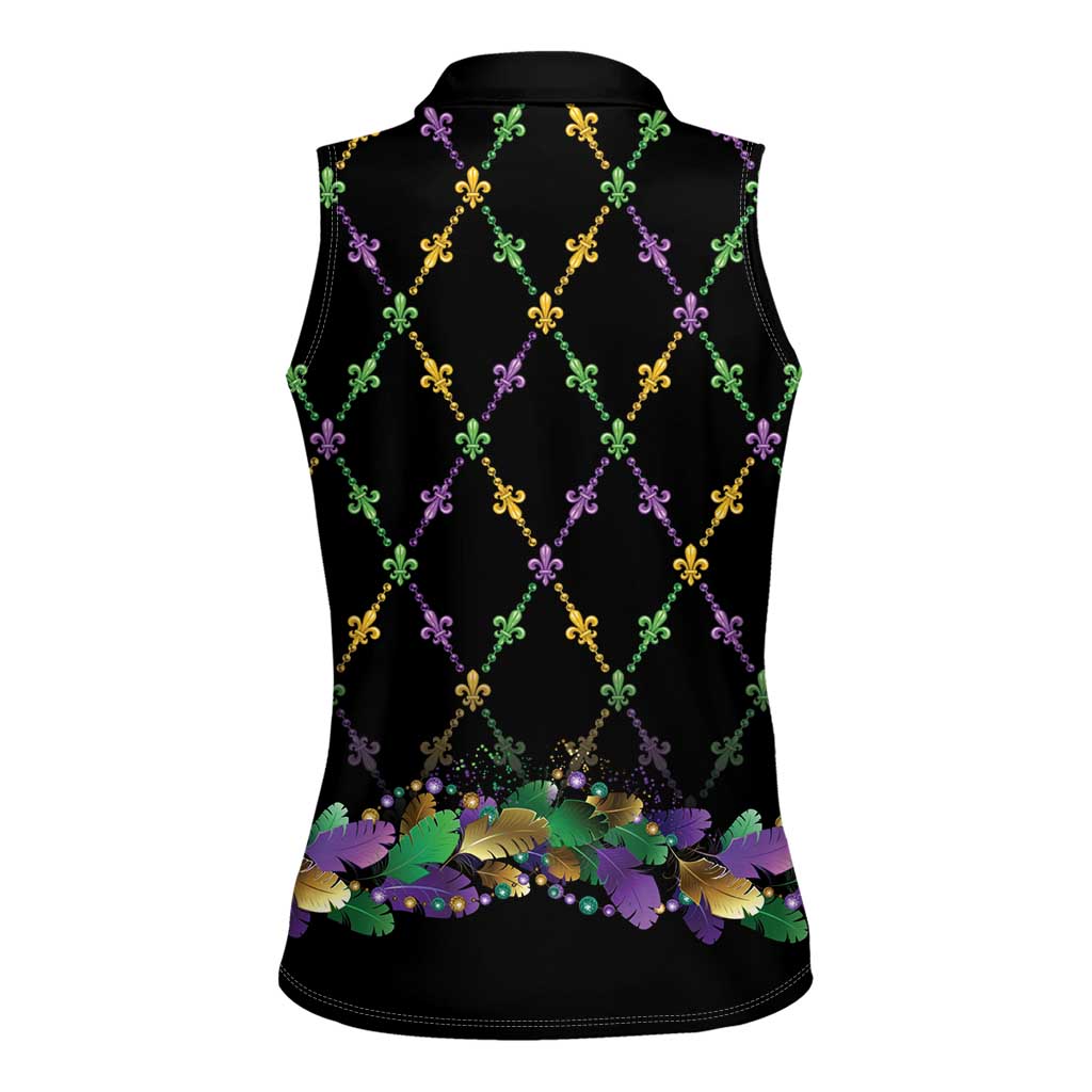 Mardi Gras Queen Women Sleeveless Polo Shirt Let the Good Times Roll - Wonder Print Shop