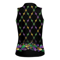 Mardi Gras Queen Women Sleeveless Polo Shirt Let the Good Times Roll - Wonder Print Shop
