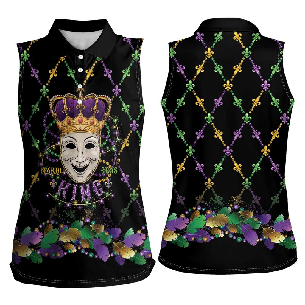Mardi Gras Queen Women Sleeveless Polo Shirt Let the Good Times Roll - Wonder Print Shop
