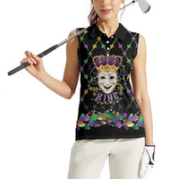 Mardi Gras Queen Women Sleeveless Polo Shirt Let the Good Times Roll - Wonder Print Shop