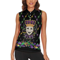 Mardi Gras Queen Women Sleeveless Polo Shirt Let the Good Times Roll - Wonder Print Shop