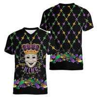 Mardi Gras Queen Women V-Neck T-Shirt Let the Good Times Roll - Wonder Print Shop