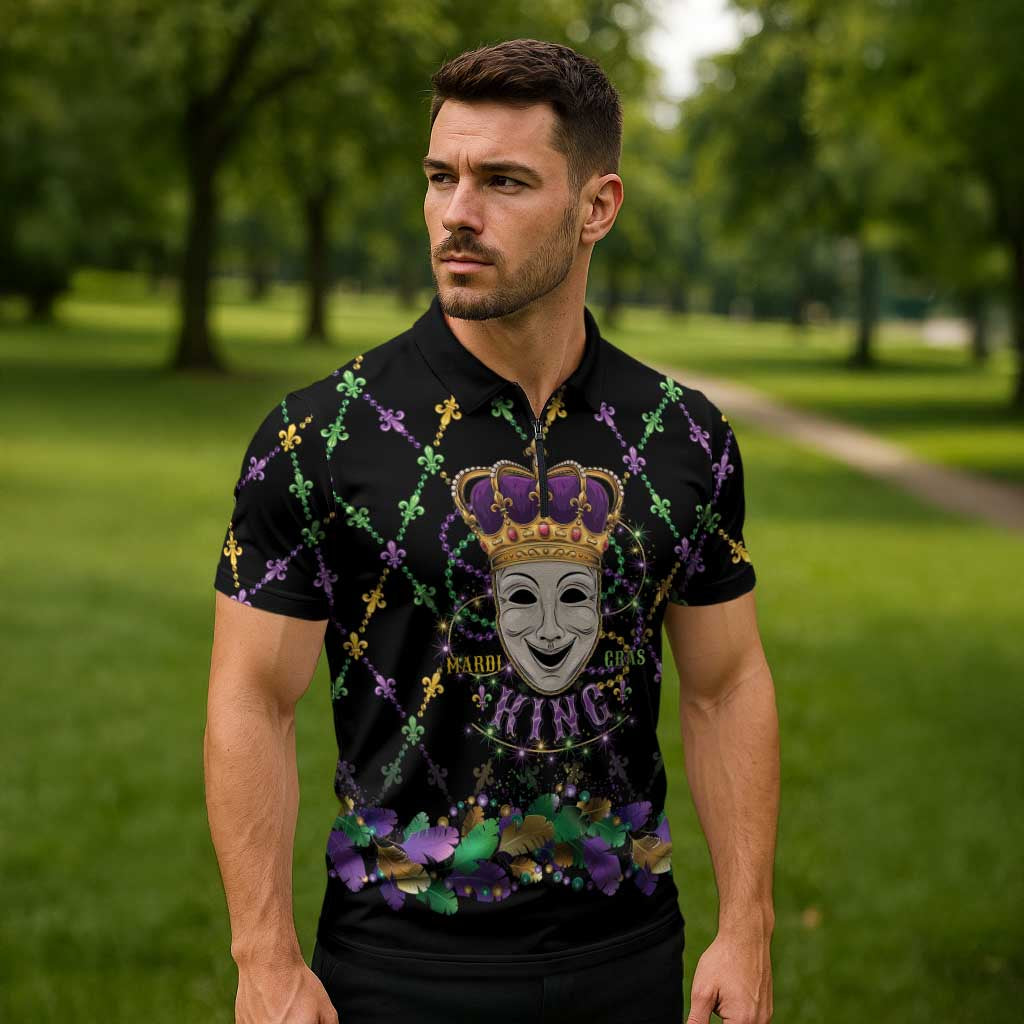 Mardi Gras Queen Zipper Polo Shirt Let the Good Times Roll - Wonder Print Shop
