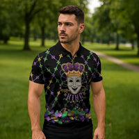 Mardi Gras Queen Zipper Polo Shirt Let the Good Times Roll - Wonder Print Shop