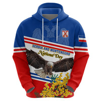 Serbia and Montenegro National Day Hoodie Eagle With Mimosa Flower - Wonder Print Shop