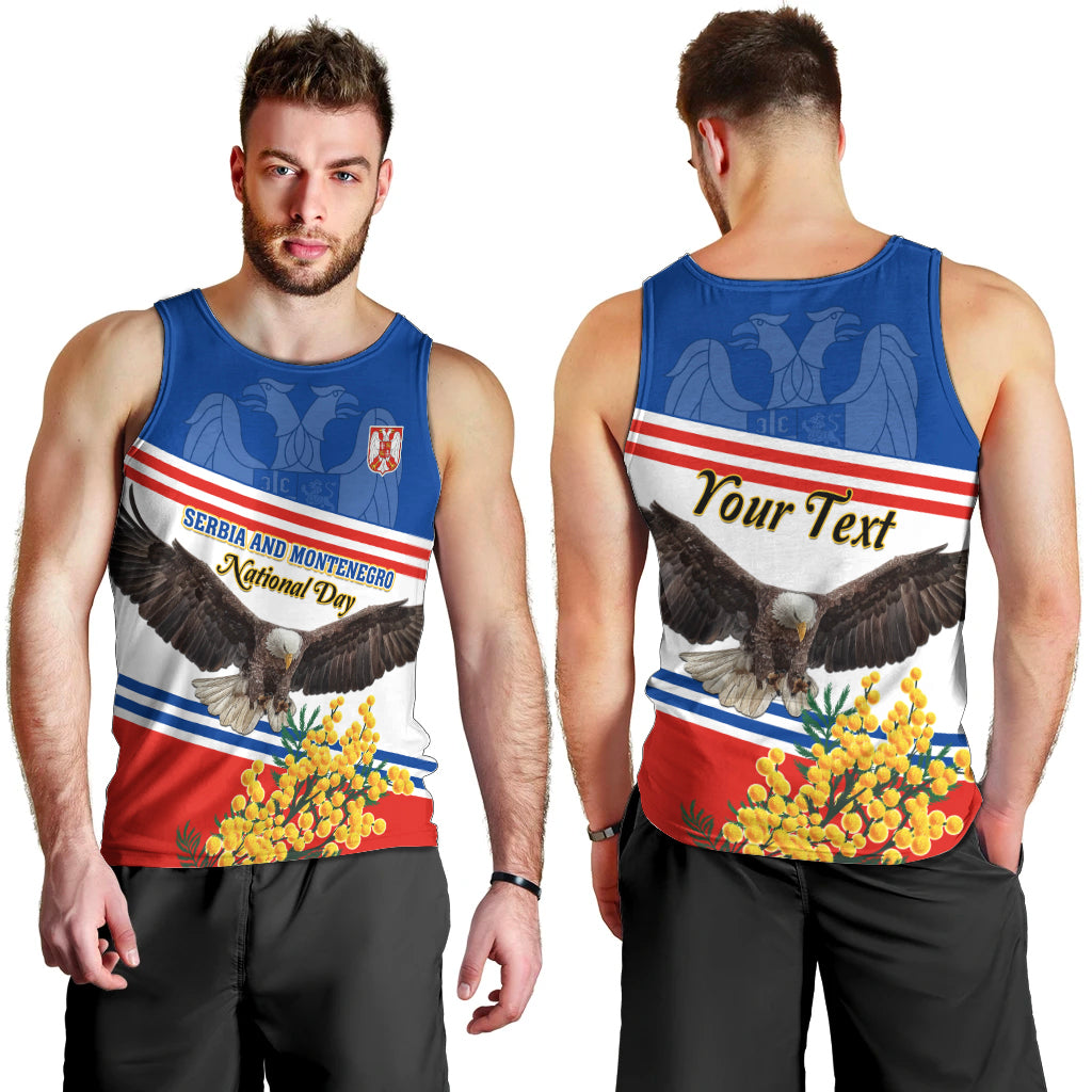 Serbia and Montenegro National Day Men Tank Top Eagle With Mimosa Flower - Wonder Print Shop