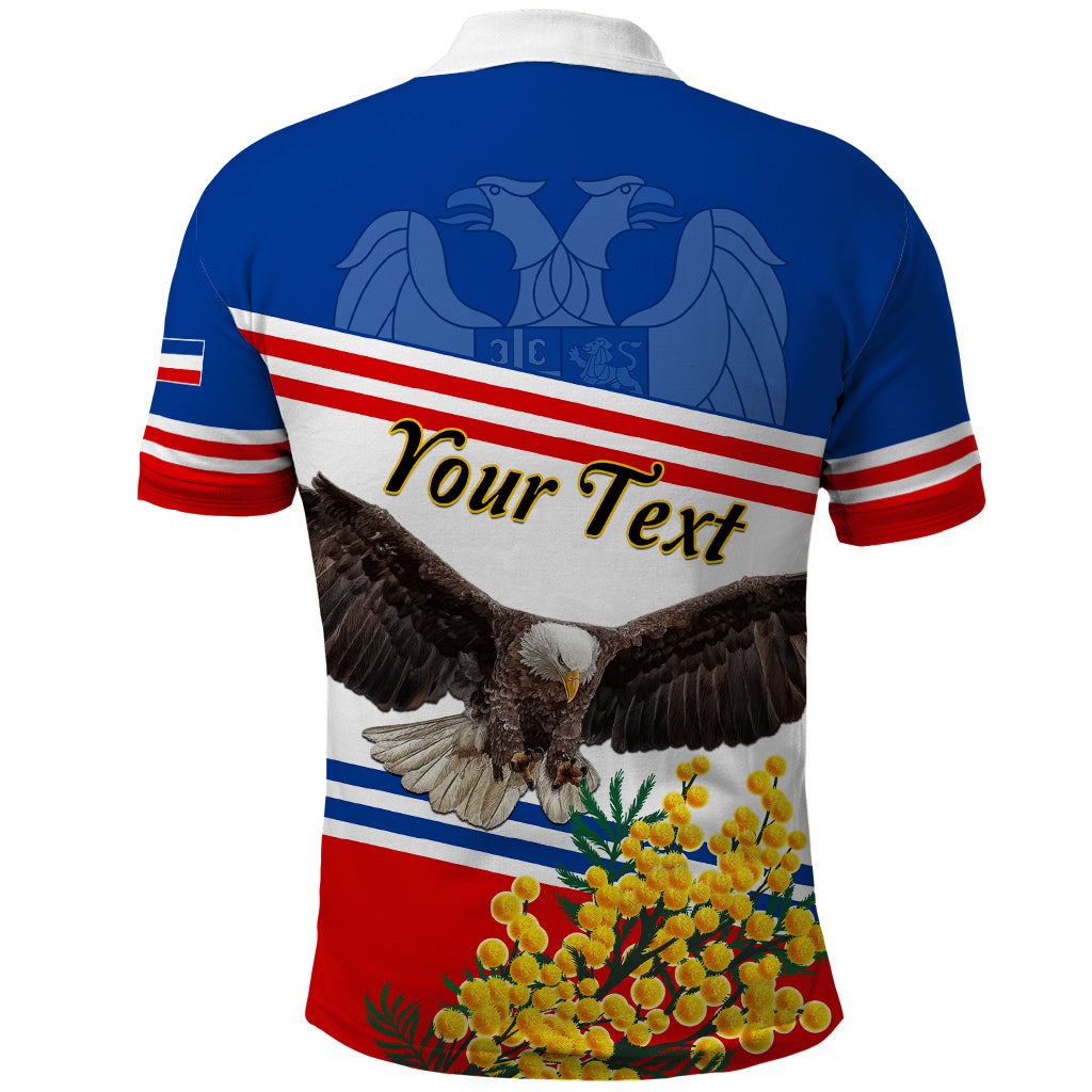 Serbia and Montenegro National Day Polo Shirt Eagle With Mimosa Flower - Wonder Print Shop