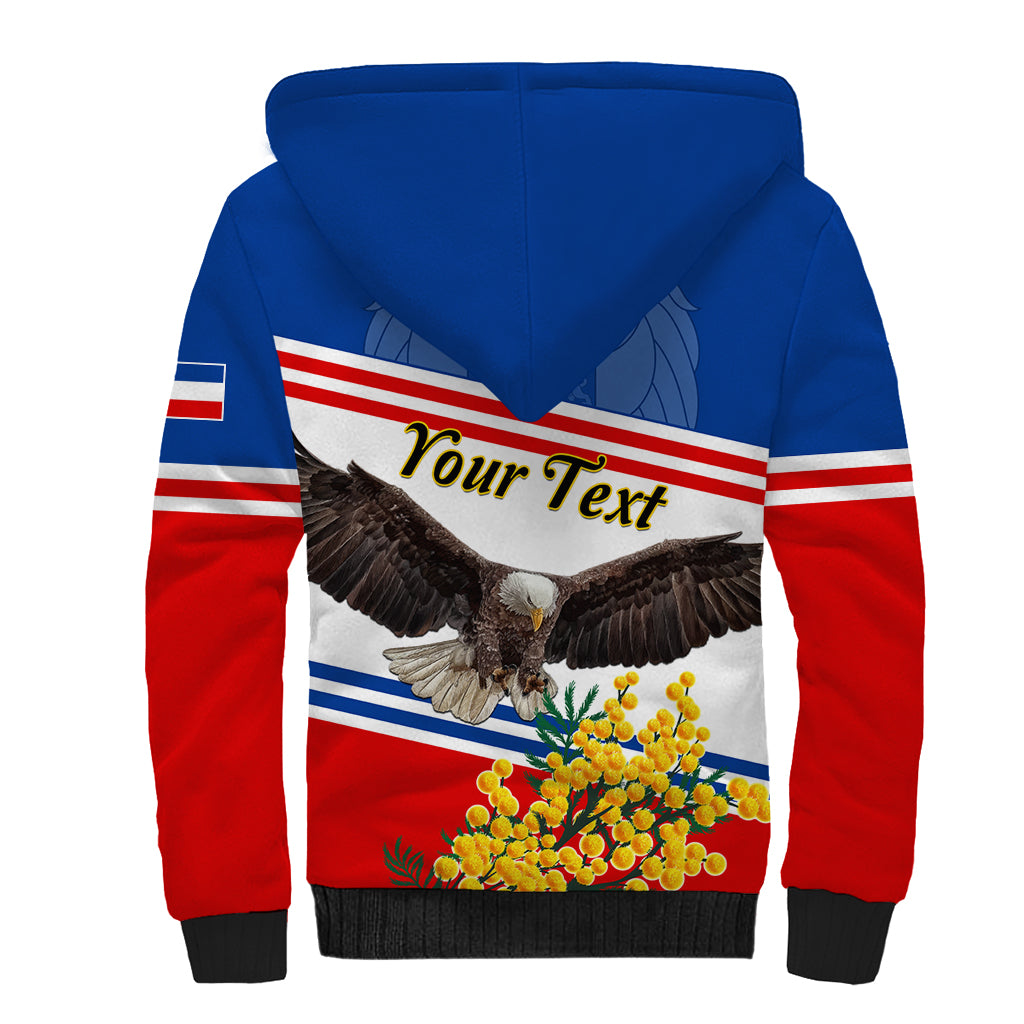 Serbia and Montenegro National Day Sherpa Hoodie Eagle With Mimosa Flower - Wonder Print Shop