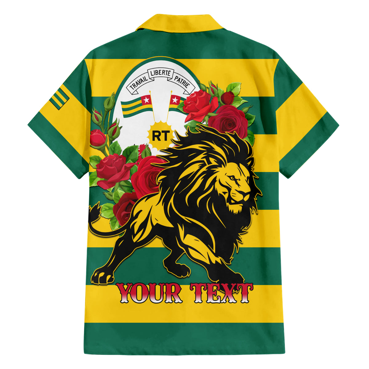 Togo Independence Day Family Matching Short Sleeve Bodycon Dress and Hawaiian Shirt Lion With Rosa Flag Style - Wonder Print Shop