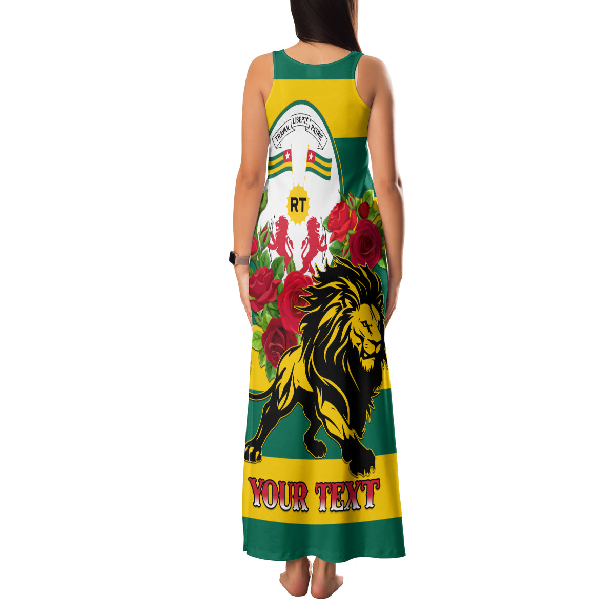 Togo Independence Day Family Matching Tank Maxi Dress and Hawaiian Shirt Lion With Rosa Flag Style - Wonder Print Shop