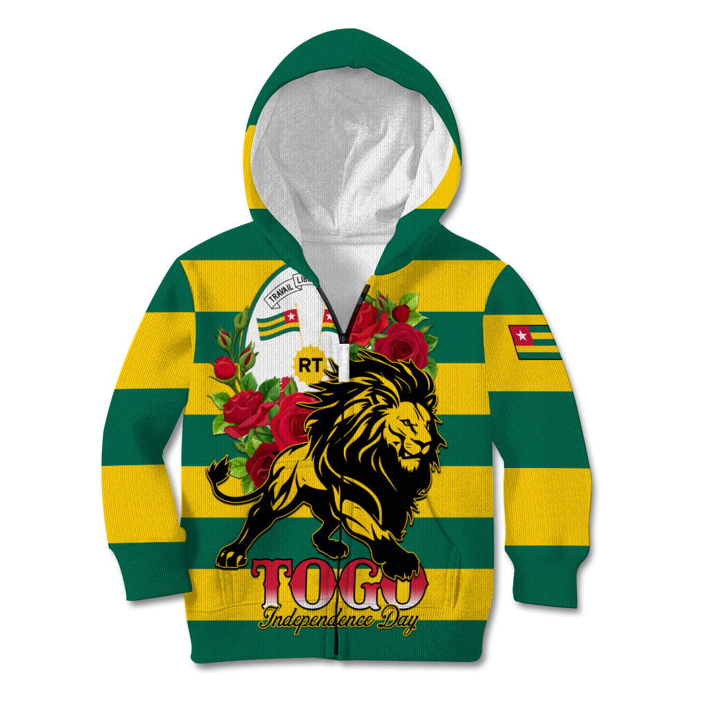 Togo Independence Day Kid Hoodie Lion With Rosa Flag Style - Wonder Print Shop