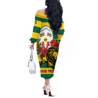 Togo Independence Day Off The Shoulder Long Sleeve Dress Lion With Rosa Flag Style - Wonder Print Shop