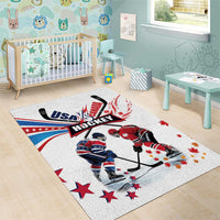 USA vs Canada Ice Hockey Face Off Area Rug Stars Maple Leaf