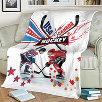 USA vs Canada Ice Hockey Face Off Blanket Stars Maple Leaf