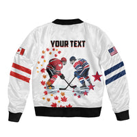 Custom USA vs Canada Ice Hockey Face Off Bomber Jacket Stars Maple Leaf