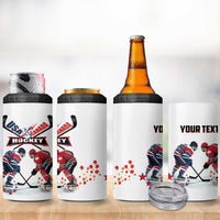 Custom USA Canada Ice Hockey Face Off 4 in 1 Can Cooler Tumbler Stars Maple Leaf