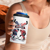 Custom USA Canada Ice Hockey Face Off 4 in 1 Can Cooler Tumbler Stars Maple Leaf