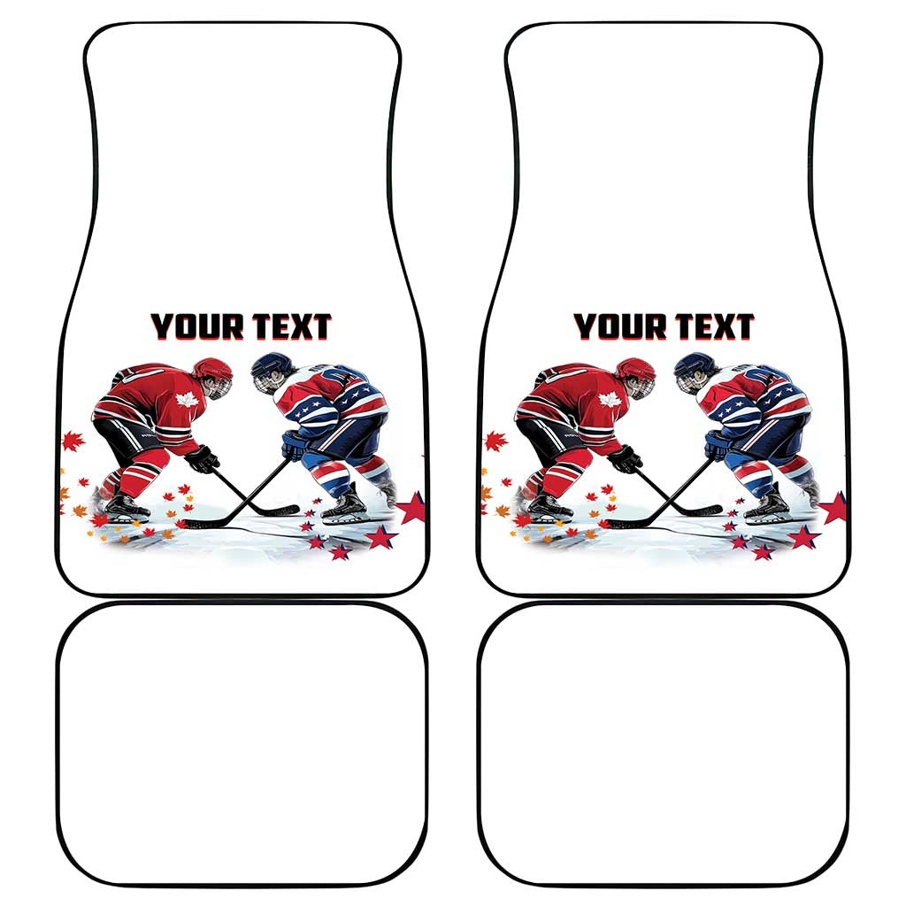 USA vs Canada Ice Hockey Face Off Car Mats Stars Maple Leaf