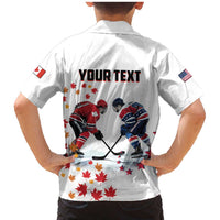 Custom USA vs Canada Ice Hockey Face Off Family Matching Mermaid Dress and Hawaiian Shirt Stars Maple Leaf