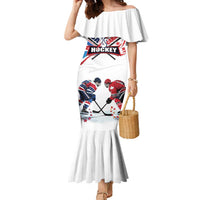 Custom USA vs Canada Ice Hockey Face Off Family Matching Mermaid Dress and Hawaiian Shirt Stars Maple Leaf