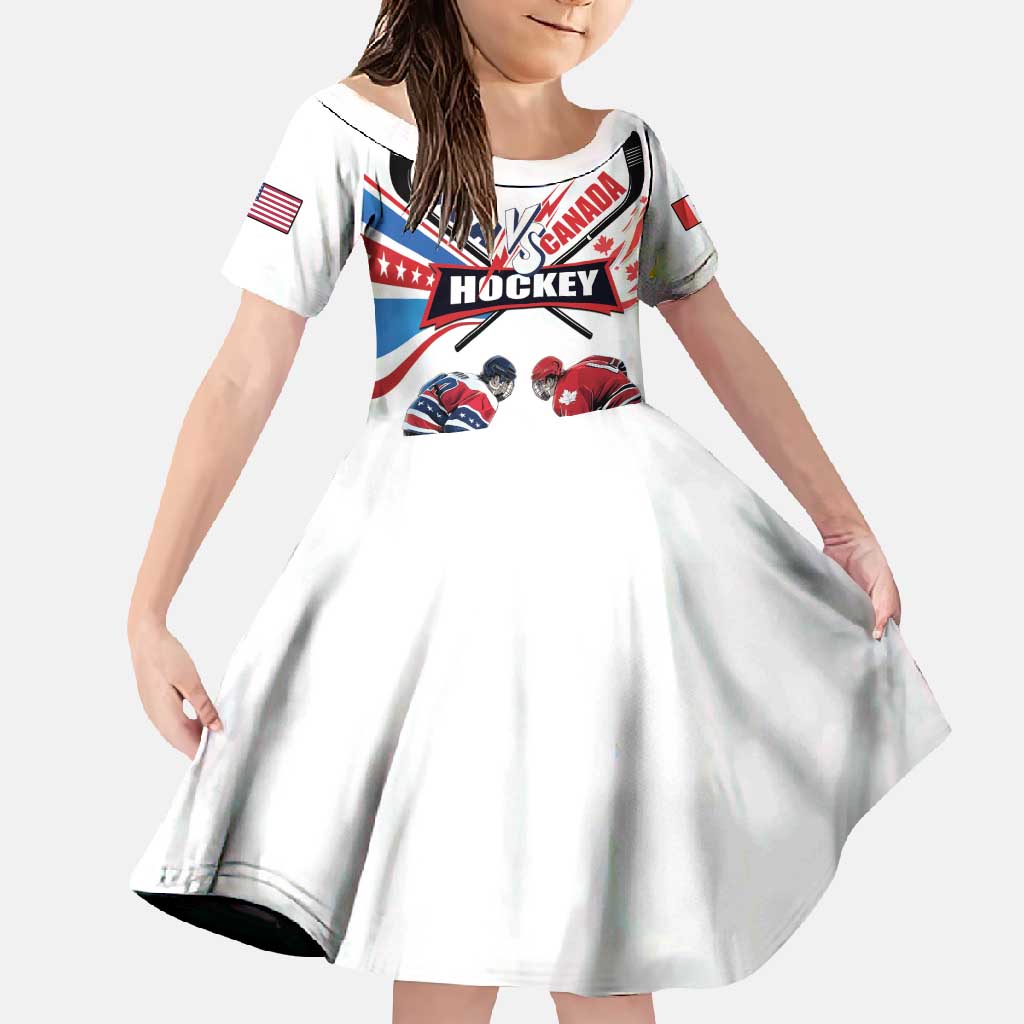 Custom USA vs Canada Ice Hockey Face Off Family Matching Tank Maxi Dress and Hawaiian Shirt Stars Maple Leaf