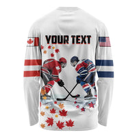 Custom USA vs Canada Ice Hockey Face Off Long Sleeve Shirt Stars Maple Leaf