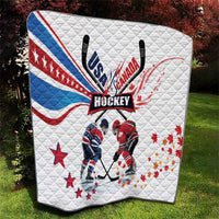 USA vs Canada Ice Hockey Face Off Quilt Stars Maple Leaf