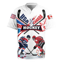 Custom USA vs Canada Ice Hockey Face Off Rugby Jersey Stars Maple Leaf
