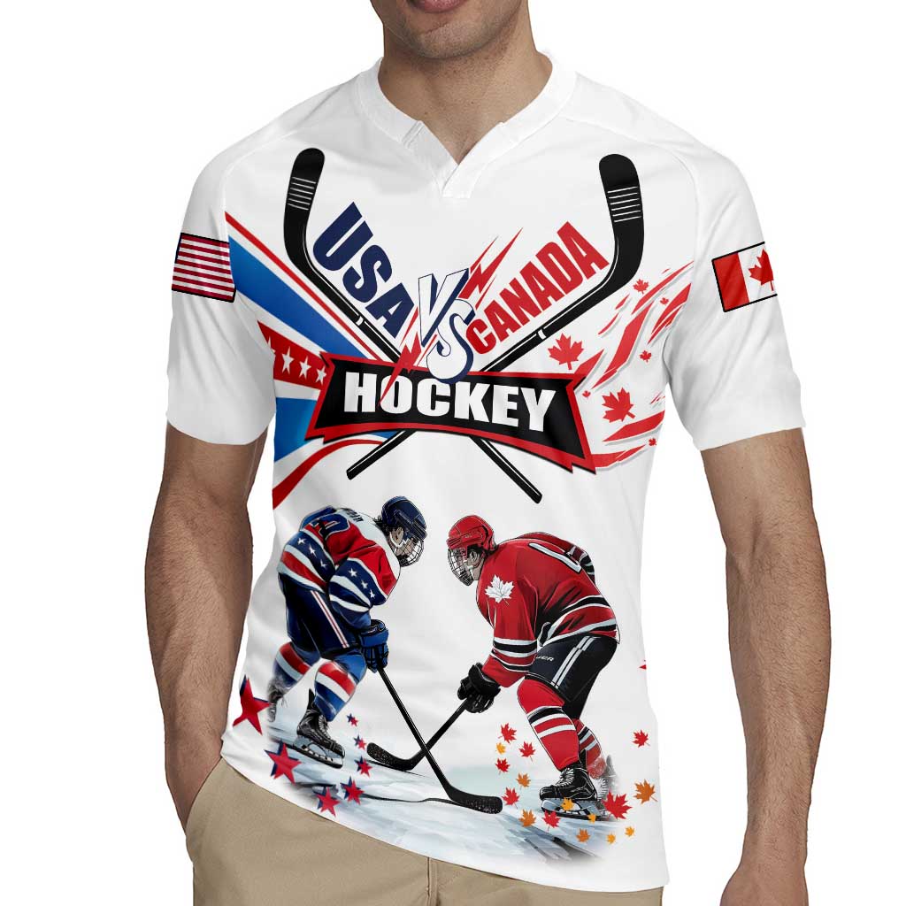 Custom USA vs Canada Ice Hockey Face Off Rugby Jersey Stars Maple Leaf