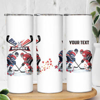 Custom USA Canada Ice Hockey Face Off Skinny Tumbler Stars Maple Leaf